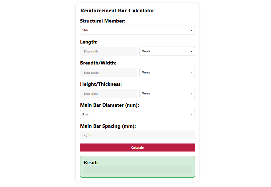 rebar calculator for columns and beams