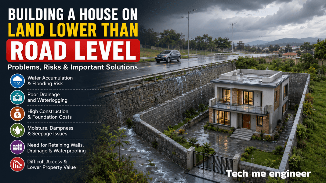 House on land lower than road level House on land lower than road level