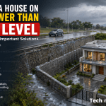 House on land lower than road level